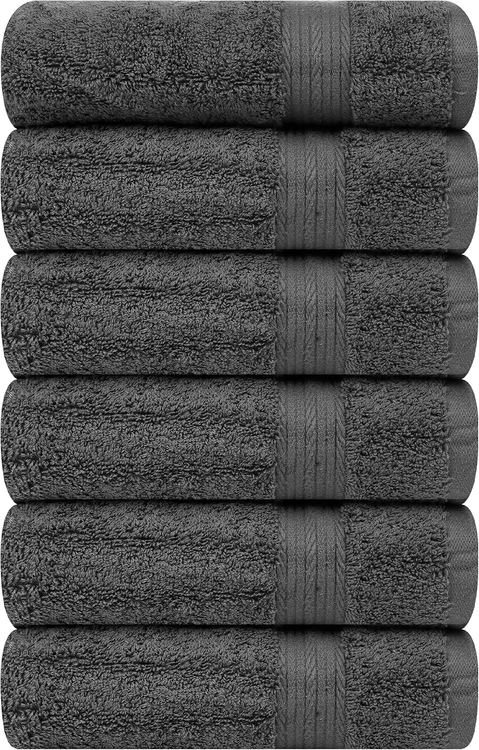 Ample Decor Hand Towels for Bathroom 18 X 28 Inch 600 GSM 100% Cotton, Soft Absorbent - 6 Pcs Gray