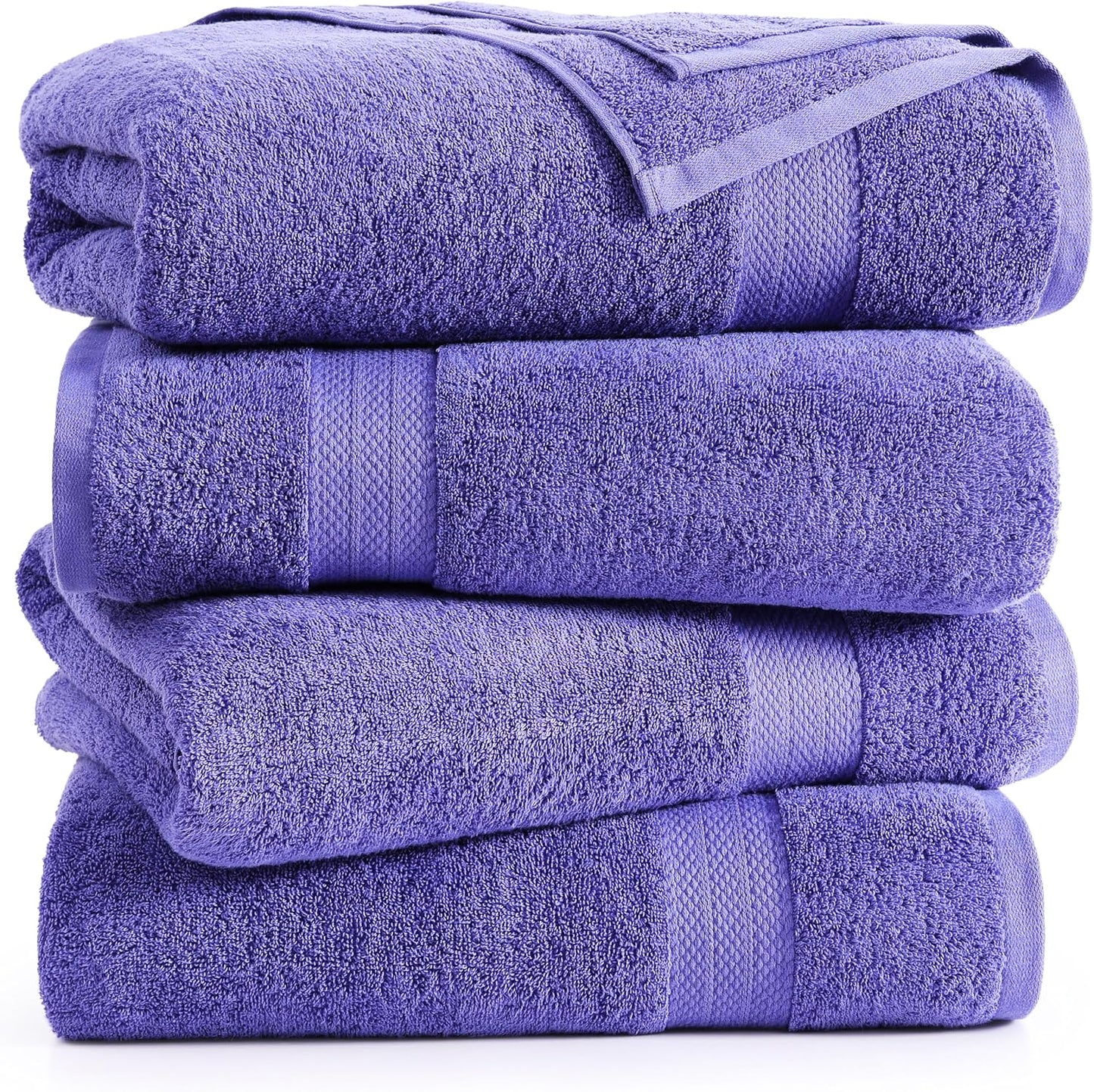 LANE LINEN 100% Cotton Bath Towels Set of 4 (28"x54") - Ring Spun Mercerized Cotton Bathroom Towel Set - Quick Dry, Soft & Absorbent Large Bath Towels - Holds Well After Multiple Washes - Blue Irish