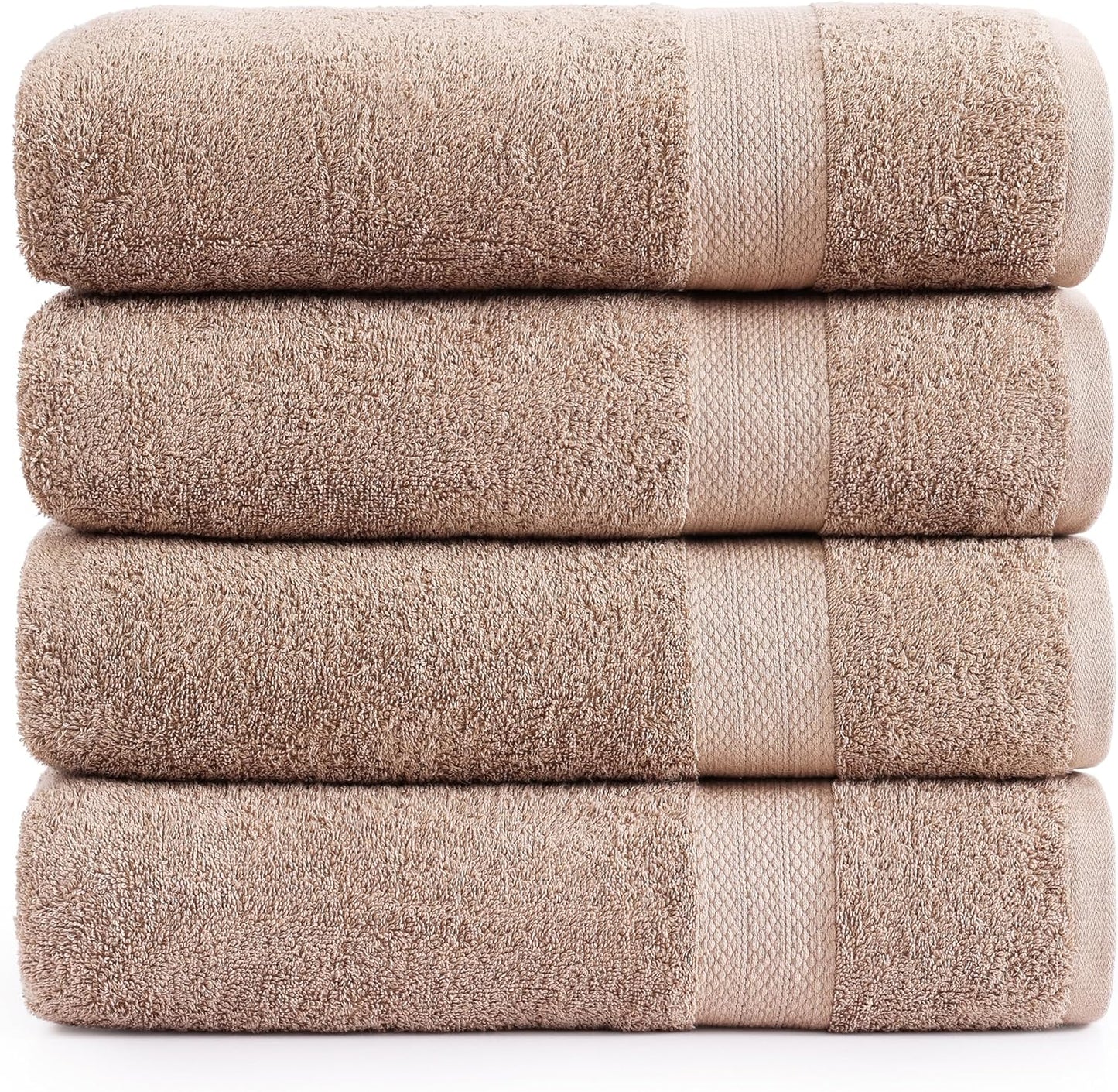 LANE LINEN 100% Cotton Bath Towels Set of 4 (28"x54") - Ring Spun Cotton Bathroom Towel Sets - Quick Dry, Highly Soft & Absorbent Large Shower Towels for Bathroom - Sustainabaly Produced - Taupe
