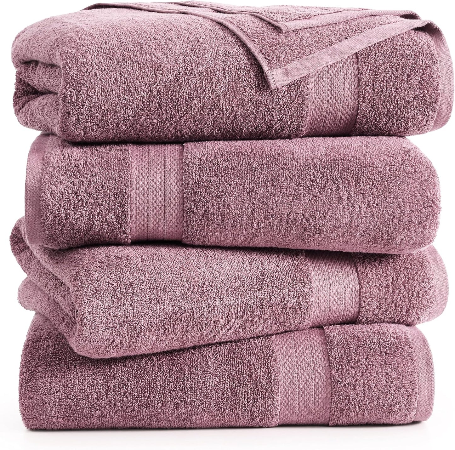 LANE LINEN 100% Cotton Bath Sheets 4 Pack (35"x66") - Ring Spun Cotton Extra Large Bath Towels Set - Quick Dry, Soft & Absorbent Oversized Towel Set - Holds Well After Multiple Washes - Wishful Mauve