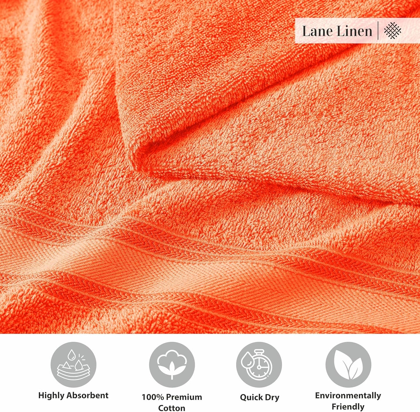 LANE LINEN Luxury Bath Towels Set - 3 Piece Set, 100% Cotton Bathroom Towel, Zero Twist, Quick Dry Absorbent Towels, Super Soft, 1 Bath Towel, 1 Hand Towel, 1 Wash Cloths - Tiger Lily