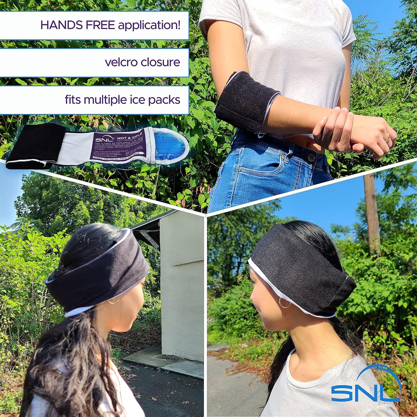 SNL Quality Hot & Ice Packs [6 Gel Packs], Reusable, Round, Soft Fabric Backing, for Breastfeeding, Pain Relief, First Aid - Includes: Wrap Sleeve for Hands-Free Application, Storage Bag