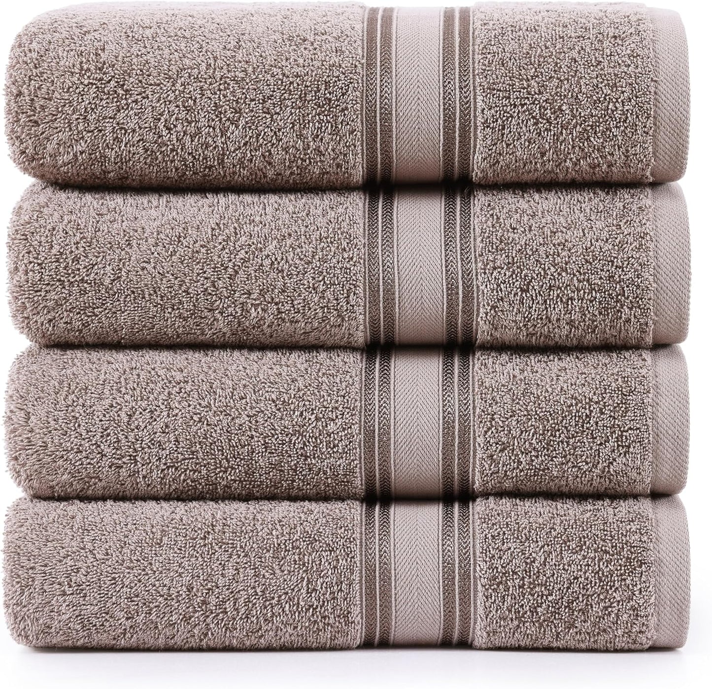 LANE LINEN 100% Cotton Bath Towels Set of 4 (30"x60") - Zero Twist, Mercerized Cotton Bathroom Towel Set - Quick Dry, Soft & Absorbent Large Bath Towels - Mininmal Linting After 3 Washes - Platinum