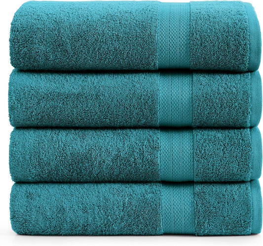 LANE LINEN 100% Cotton 4 Pack Bath Towels Set (28"x54") - Ring Spun, Large Cotton Towels for Bathroom - Quick Dry, Soft & Absorbent Bath Towel Set - Pre Shrunk, Wide Variety of Colors - Sea Port