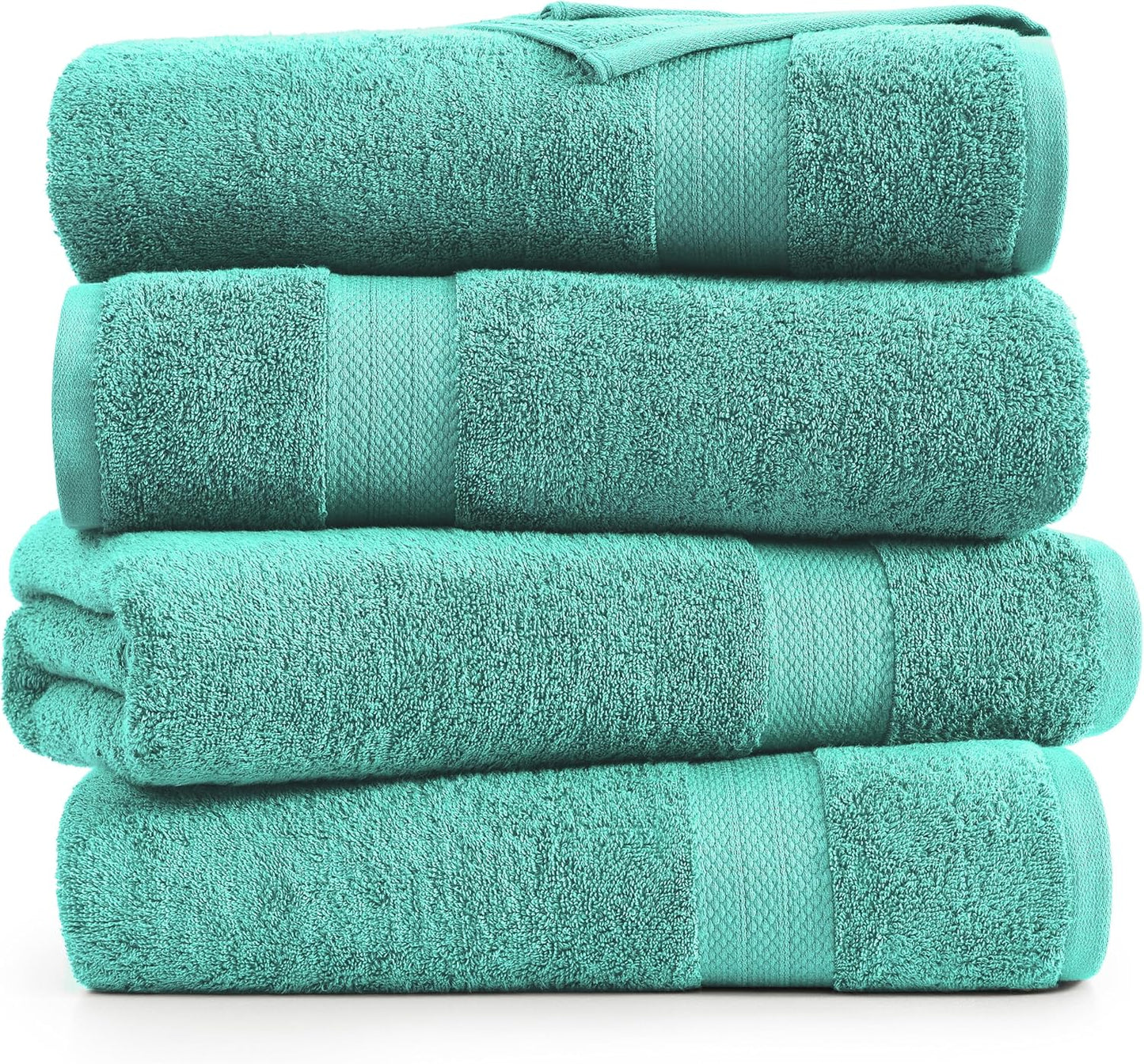 LANE LINEN Bathroom Towels Set (4 Pack)- 100% Cotton Luxury Bath Towels for Bathroom, Soft Shower Towels, Quick Dry Turkish Bath Towels, Super Absorbent Hotel Quality Bath Towel Set (28"x 54")- Teal