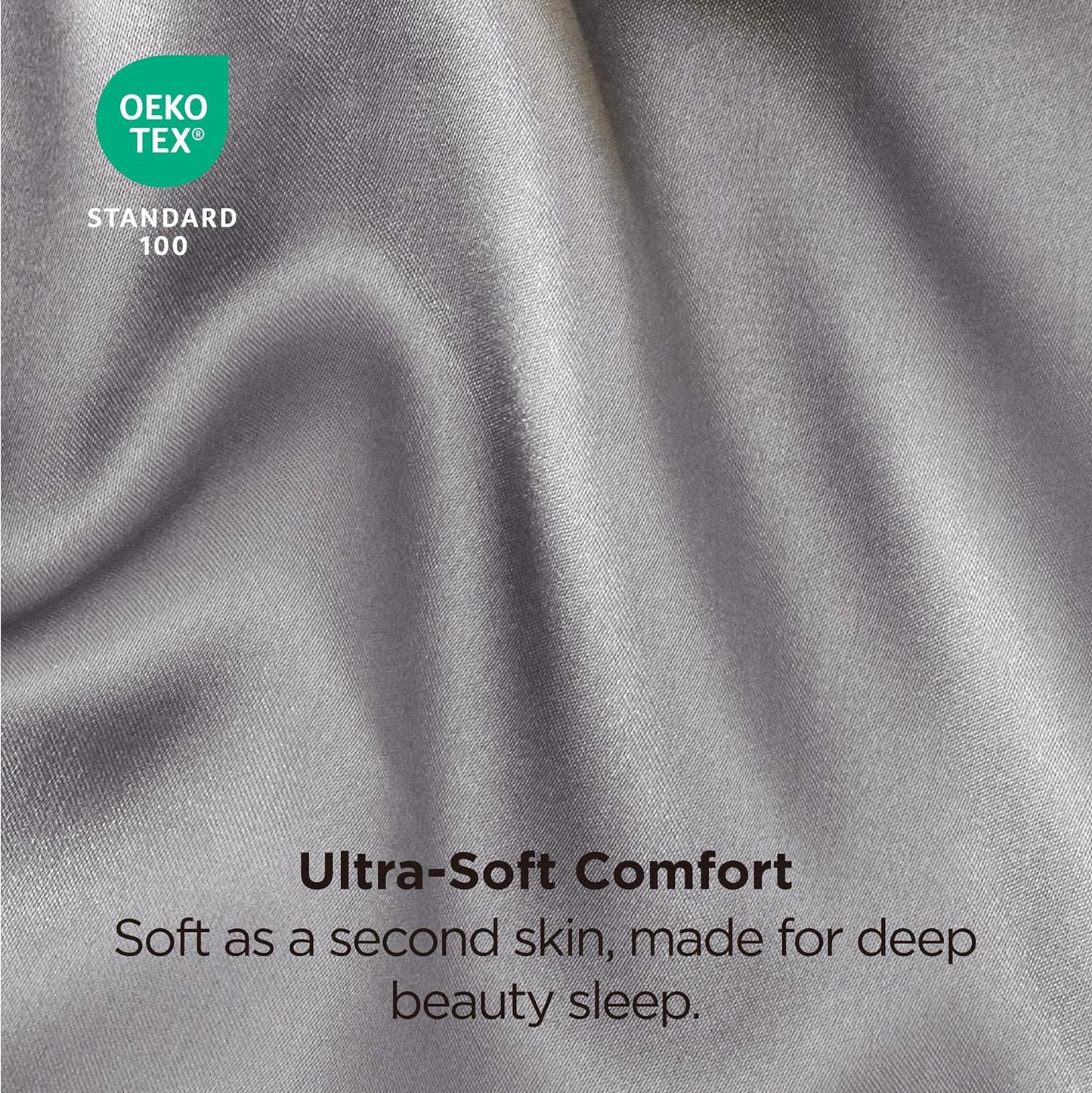 Bedsure Satin Pillowcases, Similar to Silk Pillowcase 2 Pack,Cooling Pillow Case for Sleeping Women with Envelope Closure, Gifts for Women Men, Dark Grey, Queen Size, 20x30 Inches, 2pcs