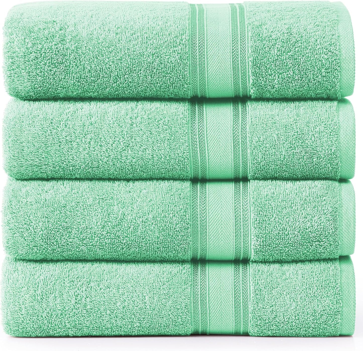 LANE LINEN 100% Cotton Bath Towels Set of 4 (30"x60") - Zero Twist, Mercerized Cotton Bathroom Towel Set - Quick Dry, Soft & Absorbent Large Bath Towels - Holds Well After Multiple Washes - Aqua Sky
