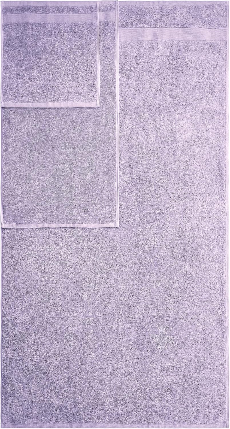 American Veteran Towel, 6 Piece Towel Set for Bathroom, 100% Cotton Turkish Bathroom Towels, 2 Bath Towels 2 Hand Towels 2 Washcloths, Lilac
