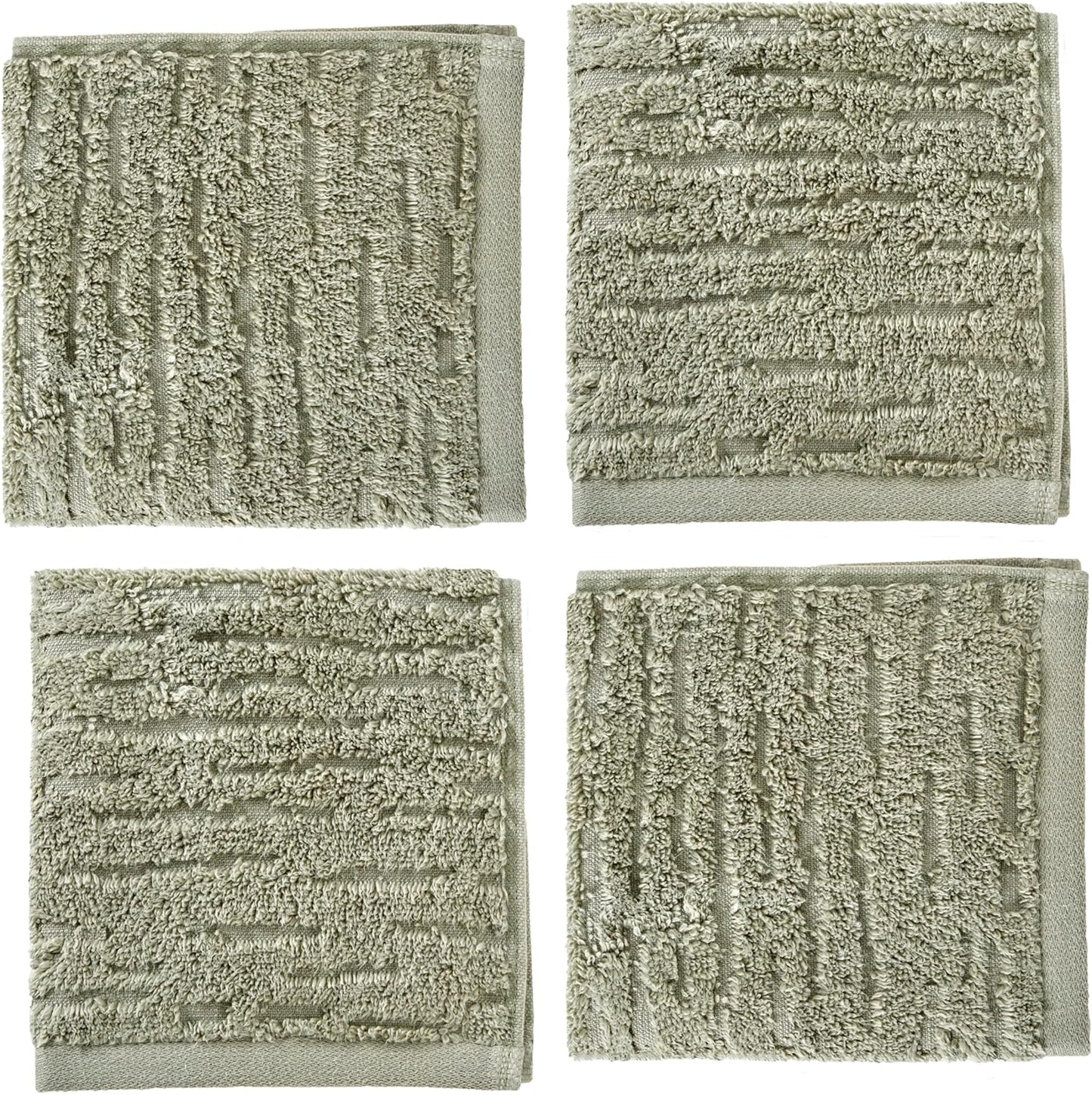 SKL Home CloudSoft Cotton Luxury 4-Piece Washcloth Set, Sage