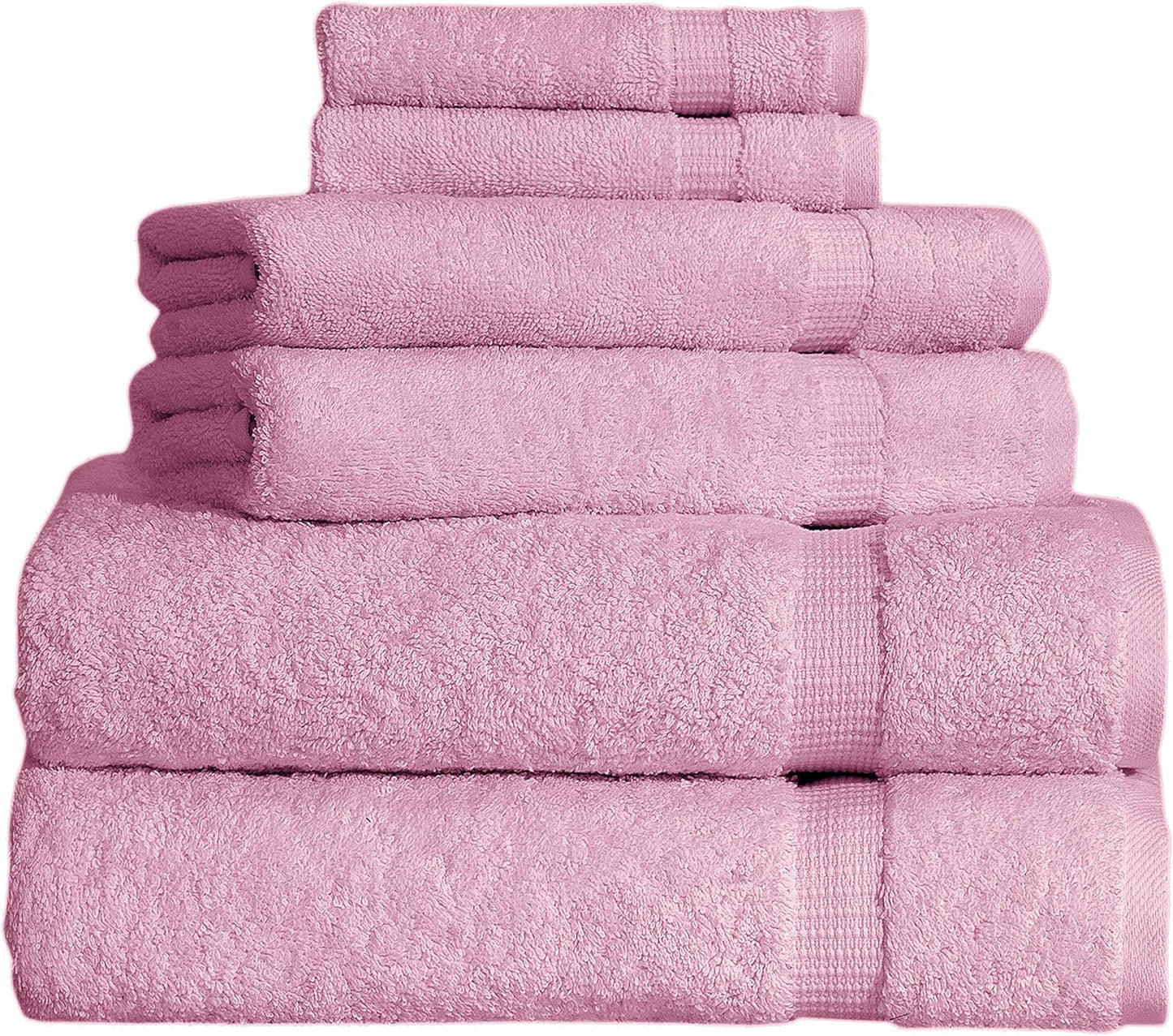 SALBAKOS 100% Turkish Cotton 6-Piece Towel Set | Heirloom Quality Hotel & Spa Collection | Ultra Soft, Super Absorbent 2 Washcloth, 2 Hand, 2 Bath Towel Sets | Made in Turkey (Rose, 6 Piece Towel Set)