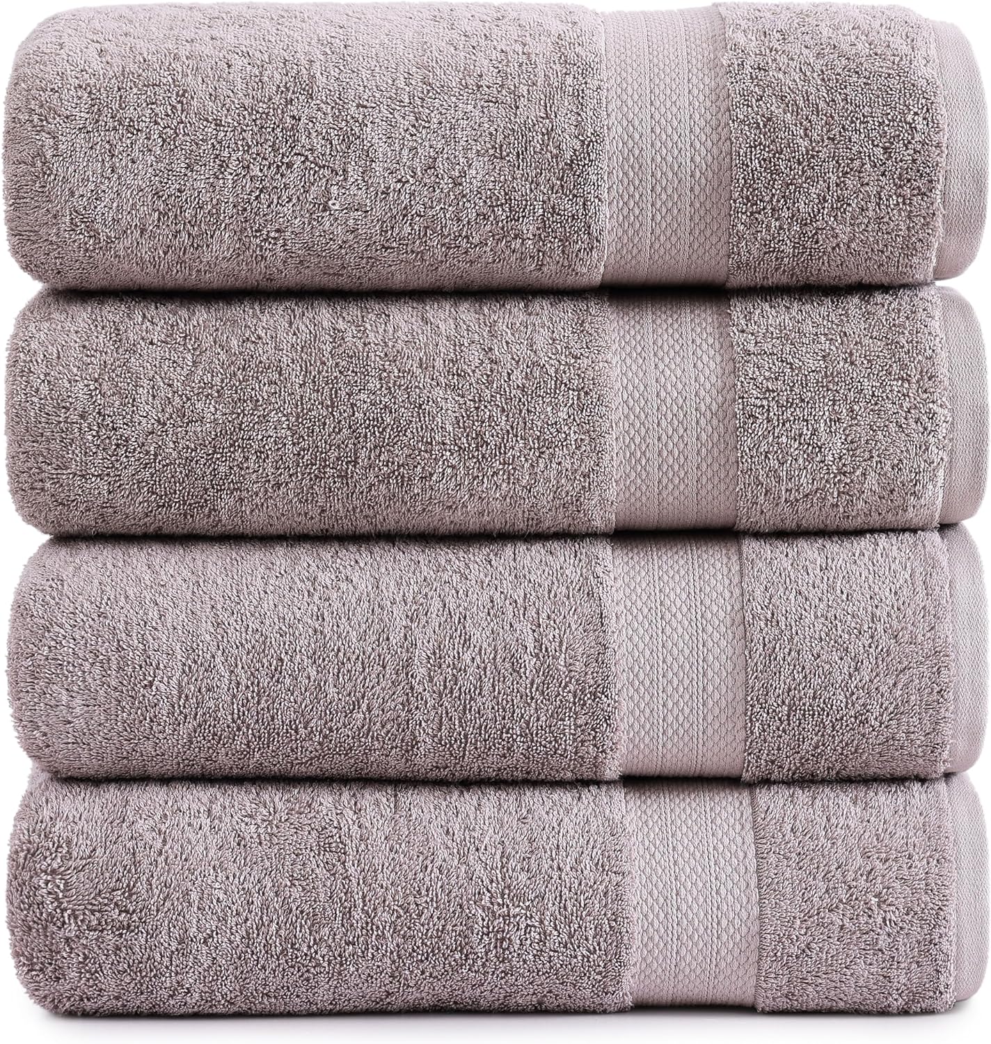 Lane Linen 100% Cotton Bath Towels Set of 4 (28"x54") - Ring Spun Mercerized Cotton Bathroom Towel Set - Quick Dry, Very Soft & Absorbent Large Bath Towels - Mininmal Linting after 3 Washes - Platinum