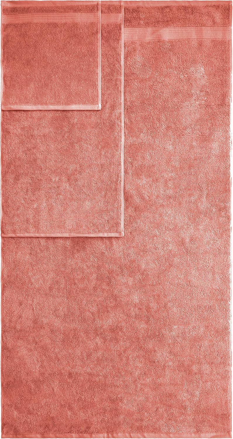 American Veteran Towel, 6 Piece Towel Set for Bathroom, 100% Cotton Turkish Bathroom Towels, 2 Bath Towels 2 Hand Towels 2 Washcloths, Coral